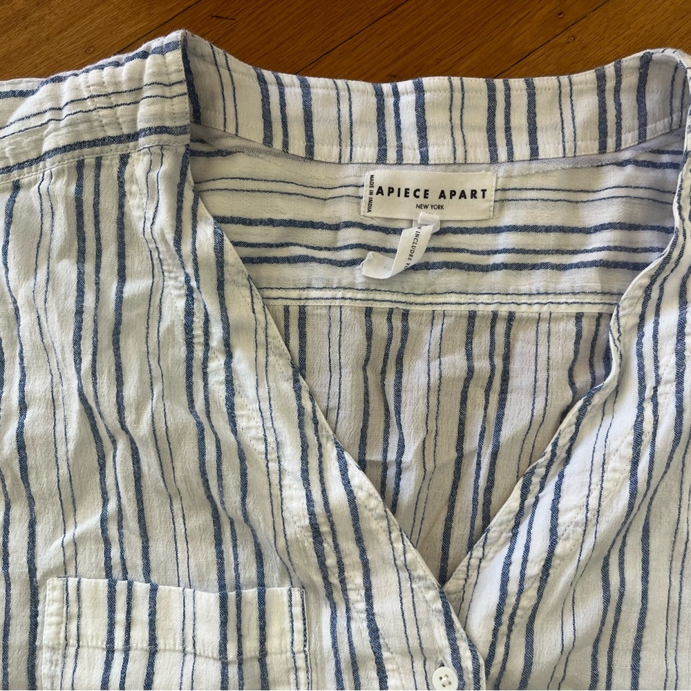 Apiece Apart Blue and White Striped Top
